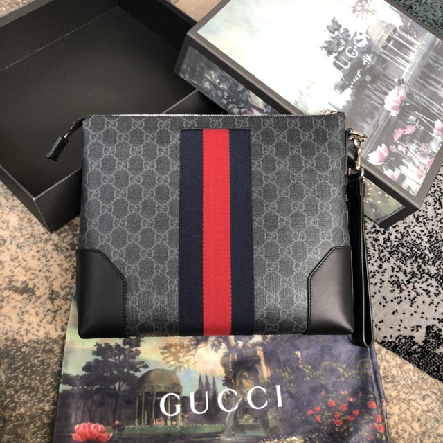 Gucci手包 523603 古馳Gucci新款男士手拿包 專櫃品質 古奇手腕包  gqy3507